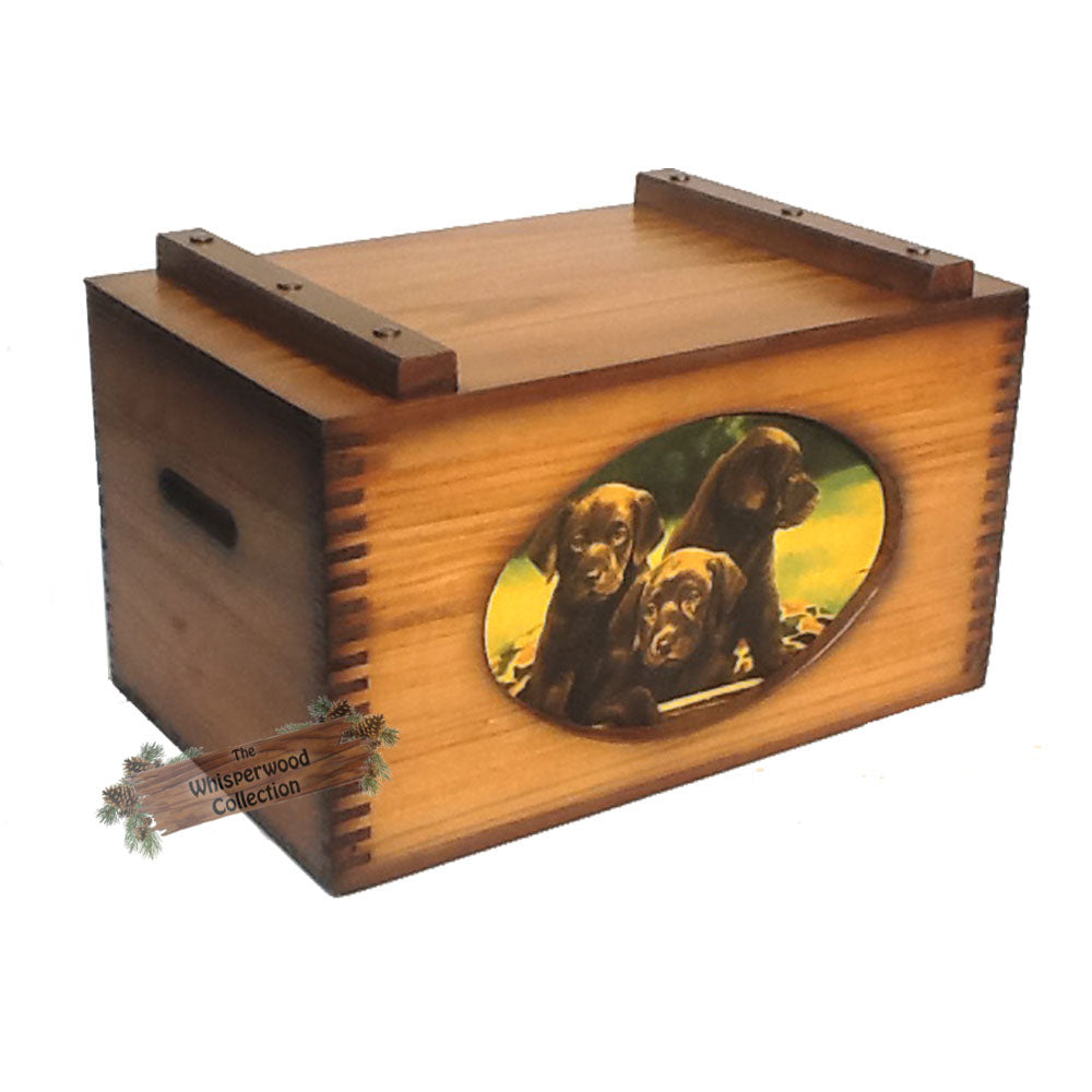 LINDA PICKEN BOX OF CHOCOLATE LAB PUPPIES STORAGE BOX The Whisperwood Collection THE