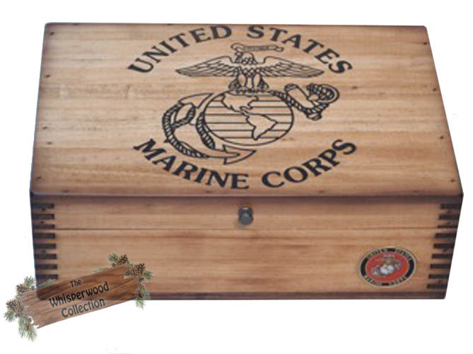MARINE CORPS MEDIUM DESK BOX W/MEDALLION FRONT | The Whisperwood