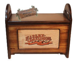 ヴィンテージ　Harley-Davidson木製ラック ITEM #6365 HARLEY DAVIDSON STORAGE BOOT BENCH – THE WHISPERWOOD